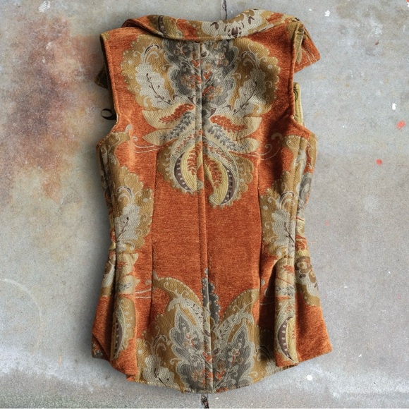 Damsel In This Dress Underbust Vixen Corset Orange Floral Brocade Renaissance - Picture 2 of 10